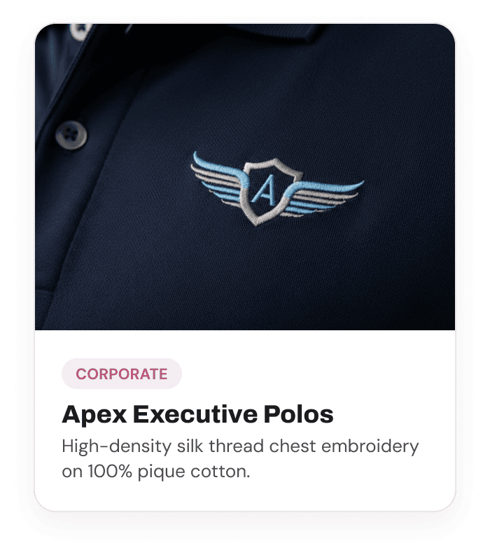Apex Executive Polos embroidery detail