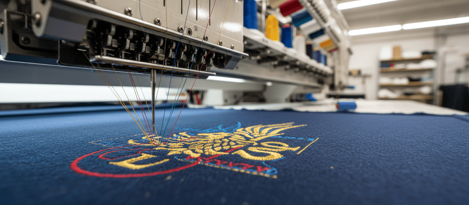 Premium multi-head embroidered logo production